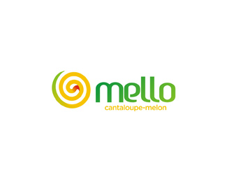 mello natural cantaloupe melon based juice logo design by Alex Tass