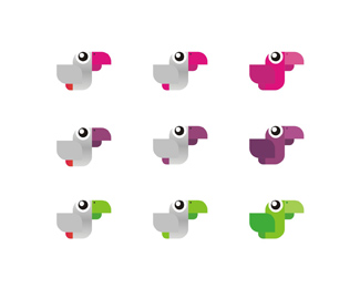 witty parrot cloud-based service application color variations logo design by Alex Tass