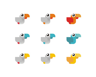 witty parrot cloud-based service application colors variations logo design by Alex Tass